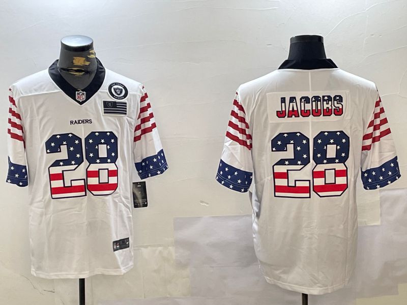 Men Oakland Raiders #28 Jacobs White National Flag 2024 Nike Limited NFL Jersey style 2->kansas city chiefs->NFL Jersey